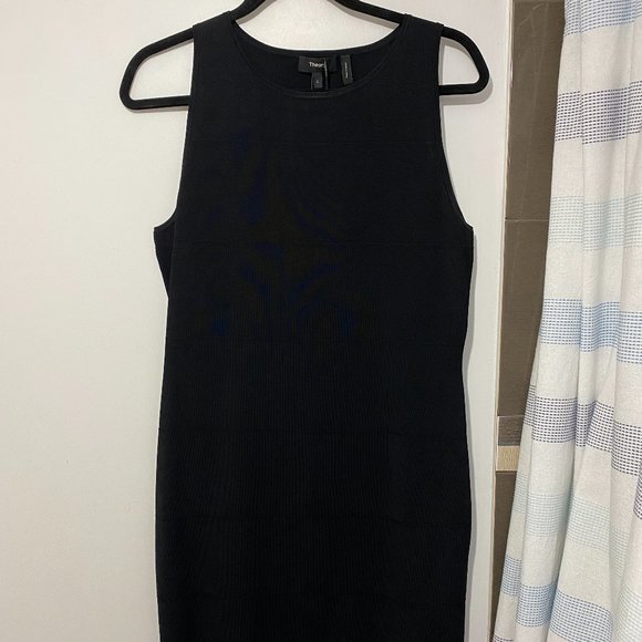 Theory Black Pointelle Dress in Stretch Knit Size L - Picture 4 of 10